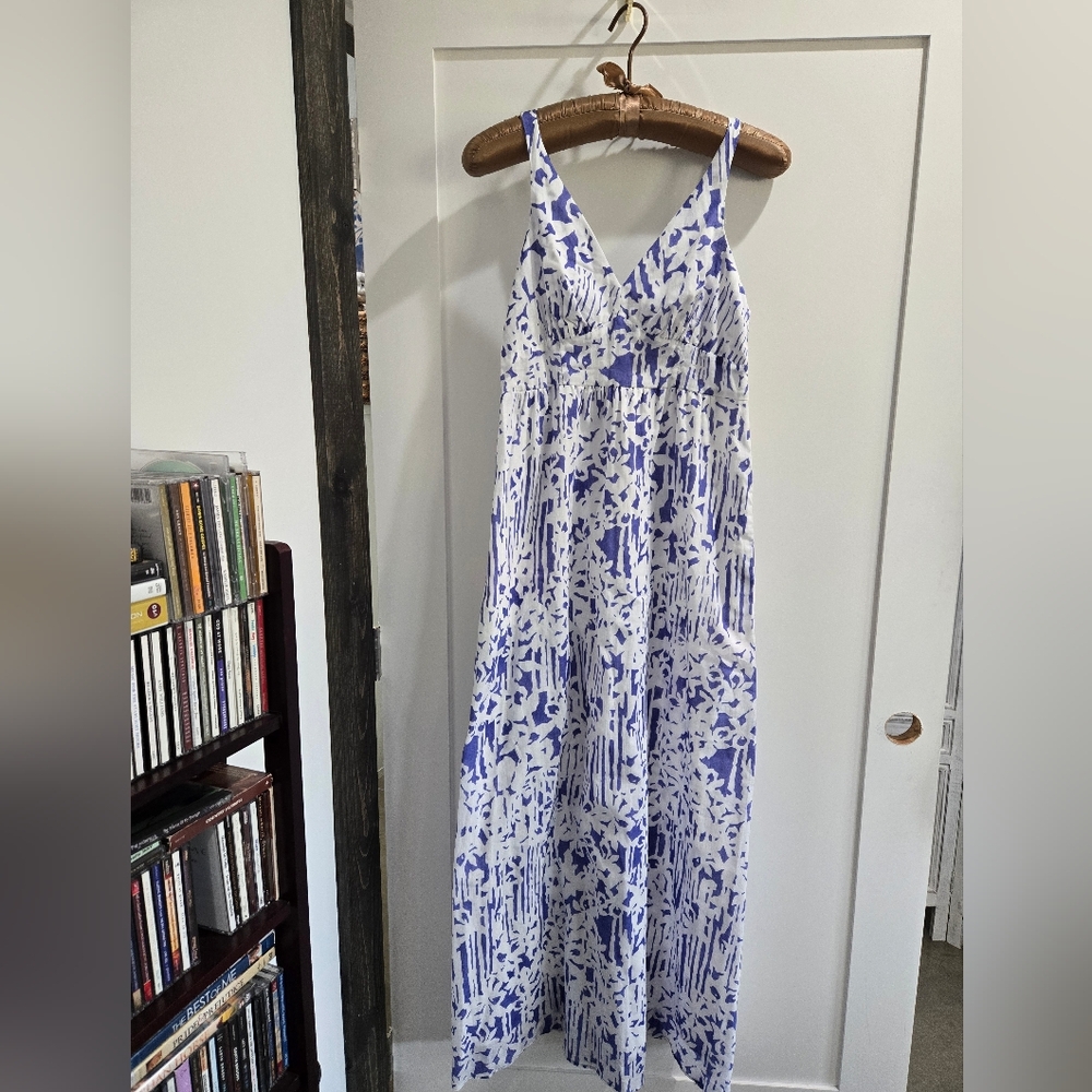 Tori Richard of Honolulu Maxi Cotton Lined Sundress with Back Zipper & Pockets